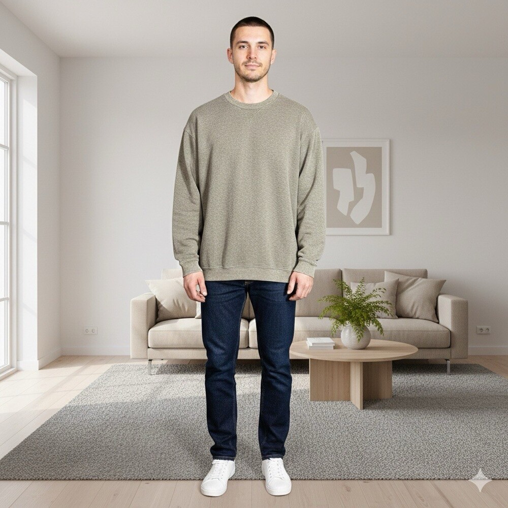 Eddie Bauer Mens Small Cotton Knit Sweater Earth Tone Green Crewneck Pullover